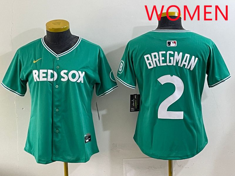 Women 2025 Boston Red Sox #2 Bregman Dark Green Joint Name Nike MLB Jersey style 1